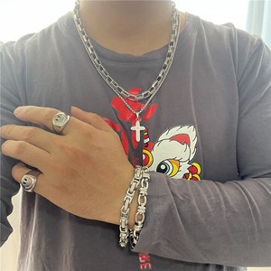 Men's Stainless Steel <b>Cross</b> Pendant Necklace With Crystal Inlay Geometric Design Gift Jewelry 120220 - Product Image 4