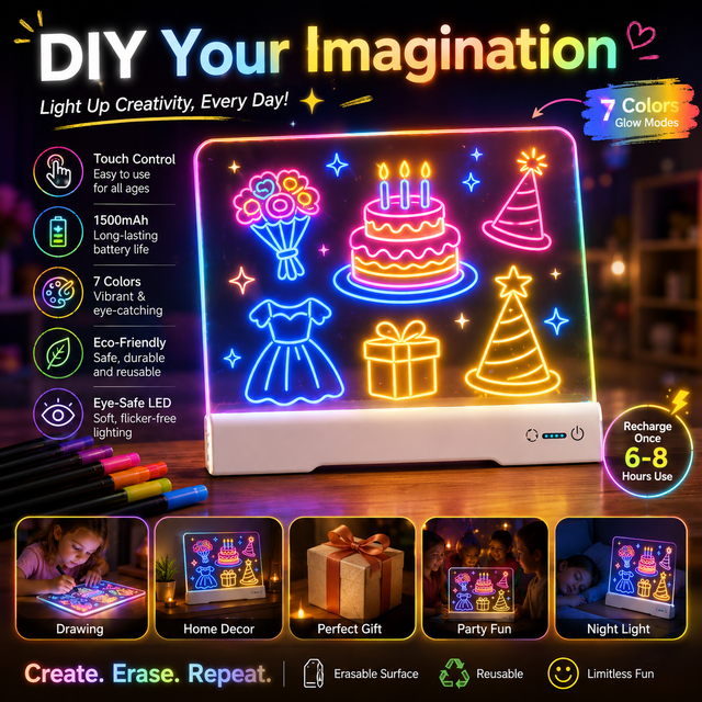 2026 Popular  Glow Led Drawing Board for Kids Manufacture Direct Customized Doodle Acrylic Dry Erase Board