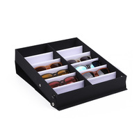 Prêt Stock Portable 12-Slot Lunettes de Soleil Valise PU Matériel Rectangle Vitrine pour Lunettes