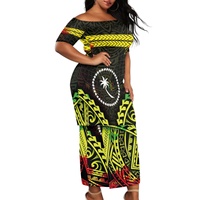 Robe longue ajustée pour femme, style polynésien, motif tatouage, Chuuk Puletasi, collection 2025, idéale pour le voyage et le shopping, personnalisable, pour le dropshipping