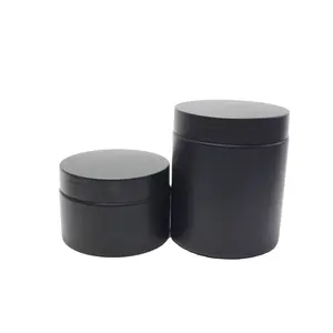 widespread use round 120ml or 4oz frosted black pet for cosmetic packaging jars with matte black lids PL-231K