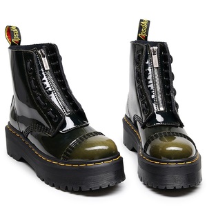 Botas de locomotora de suela gruesa con 8 agujeros, color verde que cambia de tono, aptas para Europa y América, con cremallera frontal, estilo inglés. - Product Image 4