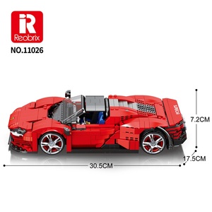 Blocs de construction de modèle de supercar rouge de la série technique, voiture de course de style MOC SP3 avec portes à ciseaux, compatible avec les grandes marques - Product Image 3