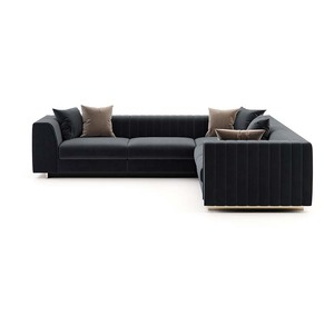 European Modern furniture oversized american grey couch sofa sectional <span class=keywords><strong>I</strong></span> Shaped Velvet Corner Modular Sectional Sofa - Product Image 2