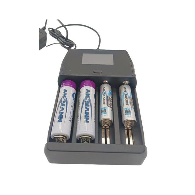 Ansmann 4-Slot Fast 12W Fireproof Battery Charger for AA AAA 18650 NiMH Rechargeable Batteries CE ROHS FCC Certified 1 Year