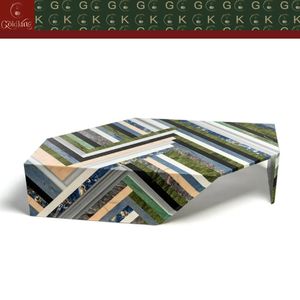 <span class=keywords><strong>Table</strong></span> <span class=keywords><strong>basse</strong></span> <span class=keywords><strong>en</strong></span> marbre GOLDKING, patchwork coloré rayé pour salon, pierre naturelle polie sur mesure, design géométrique moderne - Product Image 3