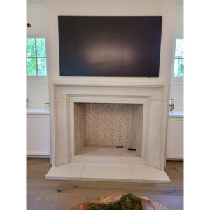 Newstar Simple Modern Design Hand Carved Interior Home Decoration Beige Color White Limestone <strong>Fireplace</strong> <strong>Mantle</strong> - Product Image 1