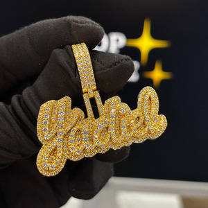 Personalized <b>Name</b> Pendant 2 Inch 925 Silver 14K Gold Plated Moissanite Diamond Hip Hop Luxury Bling <b>Chain</b> Jewelry for Men Women - Product Image 1