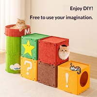 Tunnel-nid pour chat en feutre, 6-en-1, design sécurisé, lit modulaire pour animaux de compagnie, maisonnette cachette, maisonnette de jeu pour chat, respirant et imperméable, vente en gros