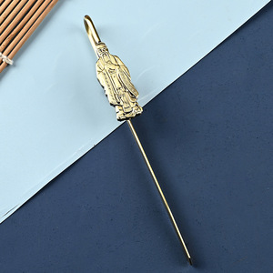 Marque-page et ouvre-lettre en bronze antique Confucius Lao Tzu, cadeau de sagesse du philosophe chinois ancien, décoration de bureau zen orientale - Product Image 1