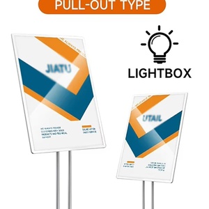 Advertising Aluminum Snap <b>Open</b> Frame Adjustable Poster Stand Floor Standing <b>Sign</b> Holder LED Slim Light Box for Store Exhibition - Product Image 2