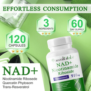 Acentiallaabs 120 kapsul nikotinamide murni Riboside Resveratrol suplemen kesehatan anti-penuaan Vegan NAD + kapsul - Product Image 5