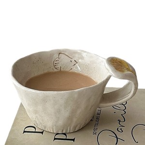 Vintage Hand Pinched Floral Bird Mug, Underglaze Painting Latte & Milk Cup - Product Image 5
