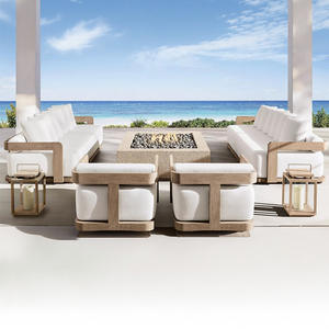 Sofá Modular de Madera de Teca para Exterior de Ocio Nórdico para Patio Jardín Villa <span class=keywords><strong>Terraza</strong></span> Diseño Elegante Concepto de Vida al Aire Libre - Product Image 1
