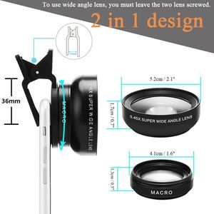 Ống Kính Máy Ảnh HD 2 Trong 1 Kẹp Ống Kính Điện Thoại Di Động 37Mm Ống Kính HD Góc Siêu Rộng 0,45x 49uv Chuyên Nghiệp Cho iPhone Android - Product Image 2