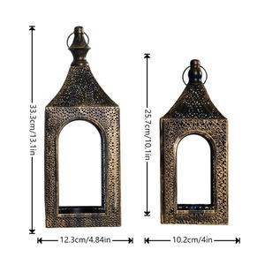 Đèn lồng trang trí họa tiết kim loại cắt khắc theo phong cách Hồi giáo cổ điển - Đồ trang trí nhà cửa Hồi giáo, giá nến & đồ trang trí nhang Ramadan - Product Image 6