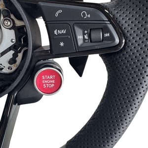 Volante in Vera Pelle Potenziato Haoruijie, 3 Razze, Diametro Impugnatura 40MM, per <span class=keywords><strong>AUDI</strong></span> RS7 RS3 RS4 RS5 RS6 S8 Q3 Q5 A4 A5 <span class=keywords><strong>TT</strong></span> - Product Image 2