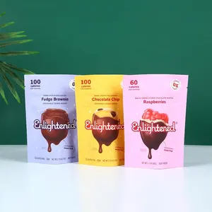 Grosir tas kemasan makanan makanan ringan matte ziplock matte kualitas sentuh lembut cokelat berdiri