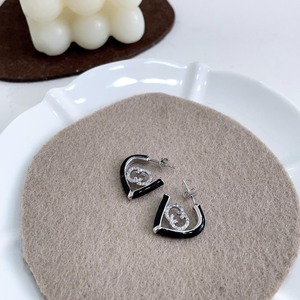 S925 Sterling <b>Silver</b> Heart <b>Stud</b> Earrings With Diamond Inlay For Women Everyday Wear - Product Image 2