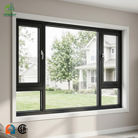 Ventana Abatible de Aluminio Delgada con Rotura de Puente Térmico, Certificada por NFRC y AAMA, Resistente a Impactos de Huracanes, Insonorizada, para Baño, Marca Topbright