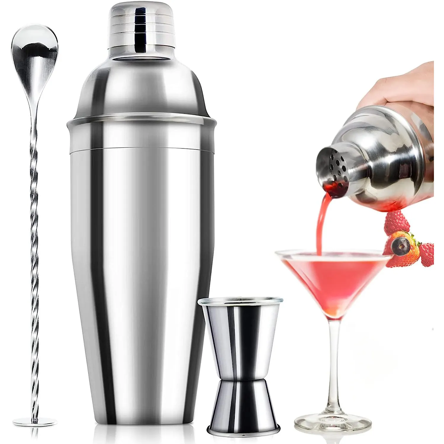 CR 24oz Cocktail Shaker Bar Set chuyên nghiệp Margarita Mixer uống Shaker thép không gỉ Cocktail Bar công cụ thiết lập Kim Loại Shaker