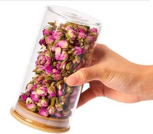 Wholesale Round Tea <b>Spice</b> Kitchen Organizer Sealed Glass Food Storage <b>Jar</b> With Bamboo Lid - Product Image 2