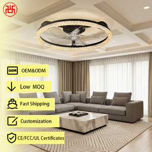 Ventilador de Techo de Cristal de Ambiente Sencillo, Motor de CC de 6 Velocidades, Atenuación Continua LED, Control Remoto por Aplicación, Ahorro de Energía para Exteriores, Silencioso - Product Image 1