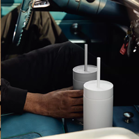 Bouteille d'eau d'extérieur tendance 3-en-1 personnalisée avec paille et système de boisson, tasse de voyage portable de 16 oz pour café, idéale pour les cadeaux