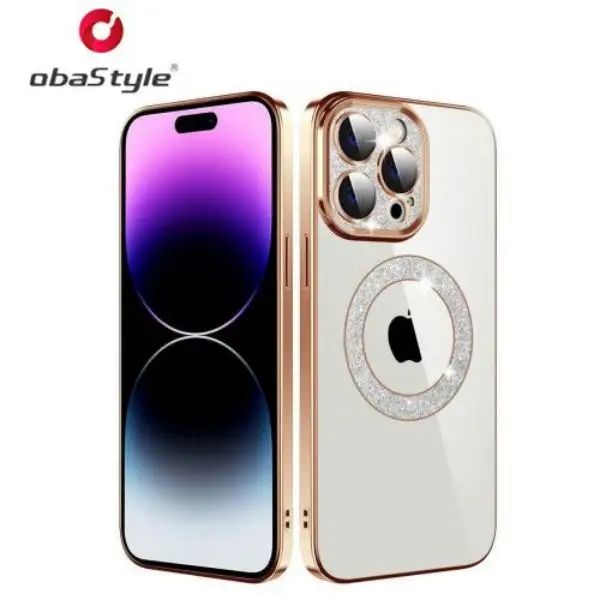 EU Direct Shipping Electroplated Edge Metal Ring Clear Pc + Tpu Shockproof Protective Phone Case For Iphone 14