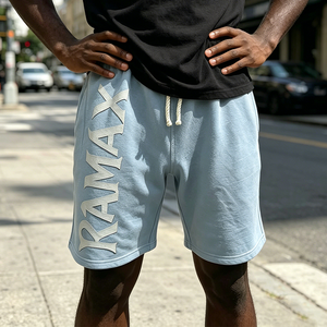 Shorts de jogging personnalisés pour hommes en molleton épais avec impression en relief, taille élastique à cordon, style streetwear ample, OEM ODM, logo personnalisé - Product Image 3