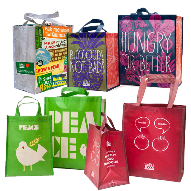 Custom Printing Cartoon logo Ecological Reusable Grocery Bag Laminated Carry Eco Friendly pp Shopping Non Woven Fabric Tote Bag