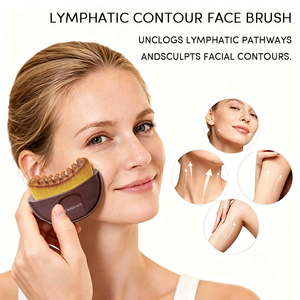 Holzgriff Synthetische Borsten Lymphatische Gesichtsbürste <span class=keywords><strong>Set</strong></span> mit Geschenkbox & Aufbewahrungsbeutel für Gesichtsmassage Hautstraffung Drainage - Product Image 4