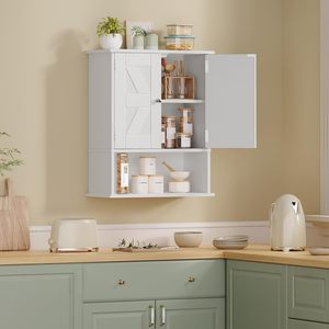 Armadietto Moderno da <span class=keywords><strong>Bagno</strong></span> a Parete con Ante Scorrevoli e Ripiano Regolabile, Finitura Bianca <span class=keywords><strong>per</strong></span> <span class=keywords><strong>Bagno</strong></span> e Lavanderia - Product Image 6