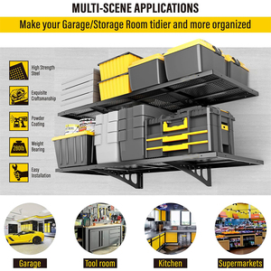 2-gói màu đen Heavy-Duty kim loại nổi nhà để xe lưu trữ Kệ 560lbs tải tiện ích kệ treo tường có thể điều chỉnh cho cuộc sống đôi - Product Image 3
