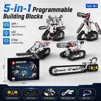 Robot Motosierra 5 en 1, Multifuncional, Control Remoto, Bloques de Construcción, Programación, Juguete Educativo de Plástico para Niños de 5 a 7 Años
