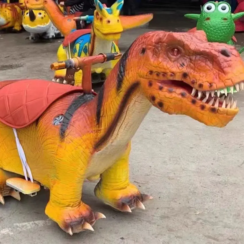 Large simulated dinosaur amusement park ride dinosaur car children animal electric car
