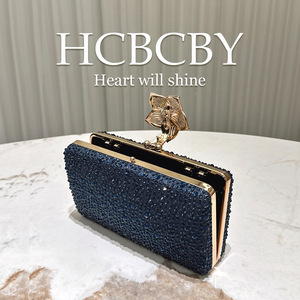 Élégant sac à main de soirée en cristal <span class=keywords><strong>bleu</strong></span> <span class=keywords><strong>marine</strong></span> scintillant pour femmes pour gala et fêtes - Product Image 4