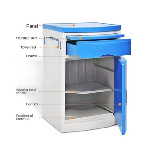 Armoire de chevet d'hôpital de classe I en gros, mobile, en ABS, design épaissi, roues, garantie 1 an, utilisation en maison de retraite, clinique, fabrication chinoise - Product Image 2