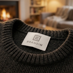 Étiquette tissée à col brodé exquis pour logo de marque de vêtements, étiquettes tissées avec logo 3D personnalisé accessoires de vêtements durables - Product Image 1