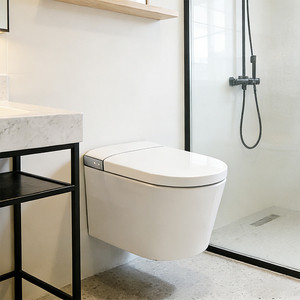 WC intelligent mural dissimulé avec couvercle automatique, siphon de drainage à siphon P, chasse d'eau à jet, siège chauffant inclus ZY051 - Product Image 5