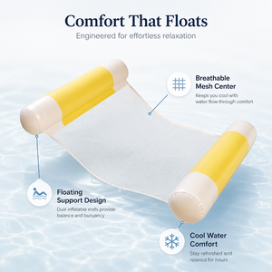Adult Inflatable Pool <strong>Hammock</strong> Float with Cooling Mesh Center Dual Air Pillow for Pool Beach Resort OEM Wholesale Factory Sale - Product Image 3
