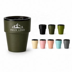 แก้วกาแฟสแตนเลสแบบมีฝาปิด ขนาด 300 มล. สกรีนโลโก้ได้ ผนังสองชั้นสุญญากาศ เก็บอุณหภูมิ ซ้อนกันได้ เหมาะสำหรับแคมป์ปิ้งและการเดินทาง - Product Image 1
