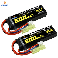 Batterie Lipo rechargeable PONFLY 11.1V 3S 500mah 20C pour modèle RC, pistolet à billes d'air comprimé, avec prise Tamiya