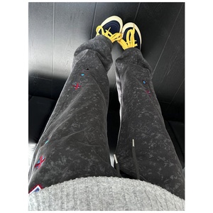 <span class=keywords><strong>Pantalon</strong></span> polaire tie-dye brodé pour <span class=keywords><strong>homme</strong></span>, <span class=keywords><strong>pantalon</strong></span> d'hiver épais à jambe incurvée avec coupe diagonale, coupe droite légèrement évasée - Product Image 6