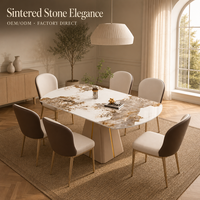 Ensemble Table à Manger Extensible Ronde de Luxe Moderne avec Plateau en Marbre et Chaises 4 6 8 Places pour Maison Salon Meubles Designs