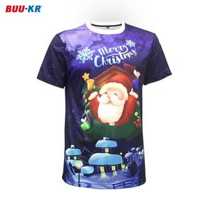 Camiseta navideña de peso pesado de gran tamaño con estampado personalizado de alta calidad para hombres Técnica de sublimación Impresión digital Santa barato - Product Image 3