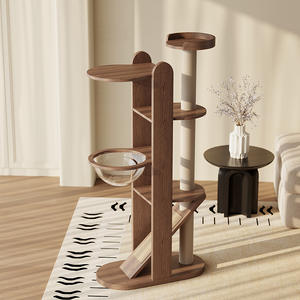 Madeira maciça Gato Árvore Estilo Moderno Escalada Rack Ninho Integrado Pequeno Apartamento-amigável Kitty <span class=keywords><strong>Scratcher</strong></span> Coluna Jumping <span class=keywords><strong>Scratcher</strong></span> - Product Image 1