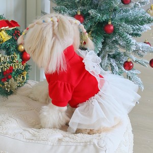 Pet clothing <b>bow</b>-knot mesh skirt, skin-friendly and comfortable, suitable for small and medium-sized dogs, <b>red</b> polyester. - Product Image 2