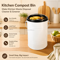 JYB Seau à compost rond en fer blanc durable et anti-odeur, bac de stockage en métal pour déchets alimentaires, conteneur en fer blanc étanche pour restes de nourriture