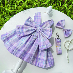 Vestido a Cuadros para Perro Pet JK, Diseño con Lazo, Dacrón, Talla Pequeña, Ideal para <span class=keywords><strong>Cumpleaños</strong></span> de Bichón Frisé y Corgi - Product Image 5